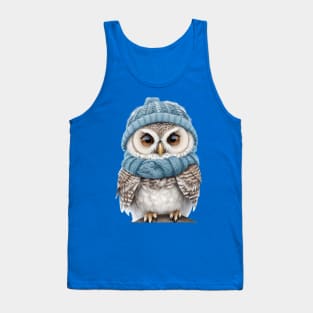 Winter Whimsy: Owl in Woolly Hat and Scarf Tank Top